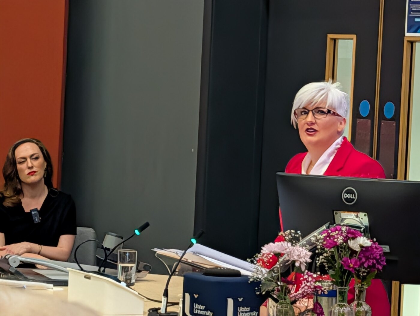 Junior Minister Joanne Bunting speaking at the launch of the H.S.K.T. Coercive Control Campaign